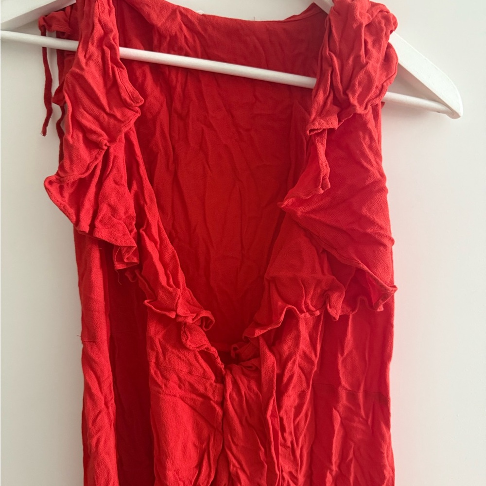 Ruffled Red Sleeveless Top
